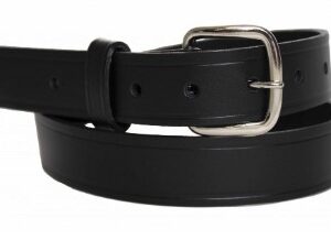 606PL 1 1/4' Uniform Dress Belt, Black with Silver Buckle