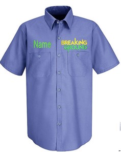CRKSSP24 MEN'S SHORT SLEEVE INDUSTRIAL WORK SHIRT with BREAKING GROUND LEFT CHEST, NAME RIGHT CHEST