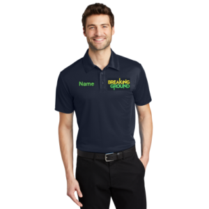 CPASK540-NV Silk Touch Polo, Navy with Breaking Ground Embroidery Left Chest, Name on Right Chest